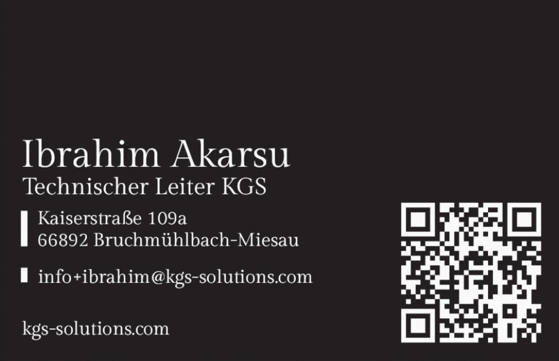 Business card back for Ibrahim Akarsu