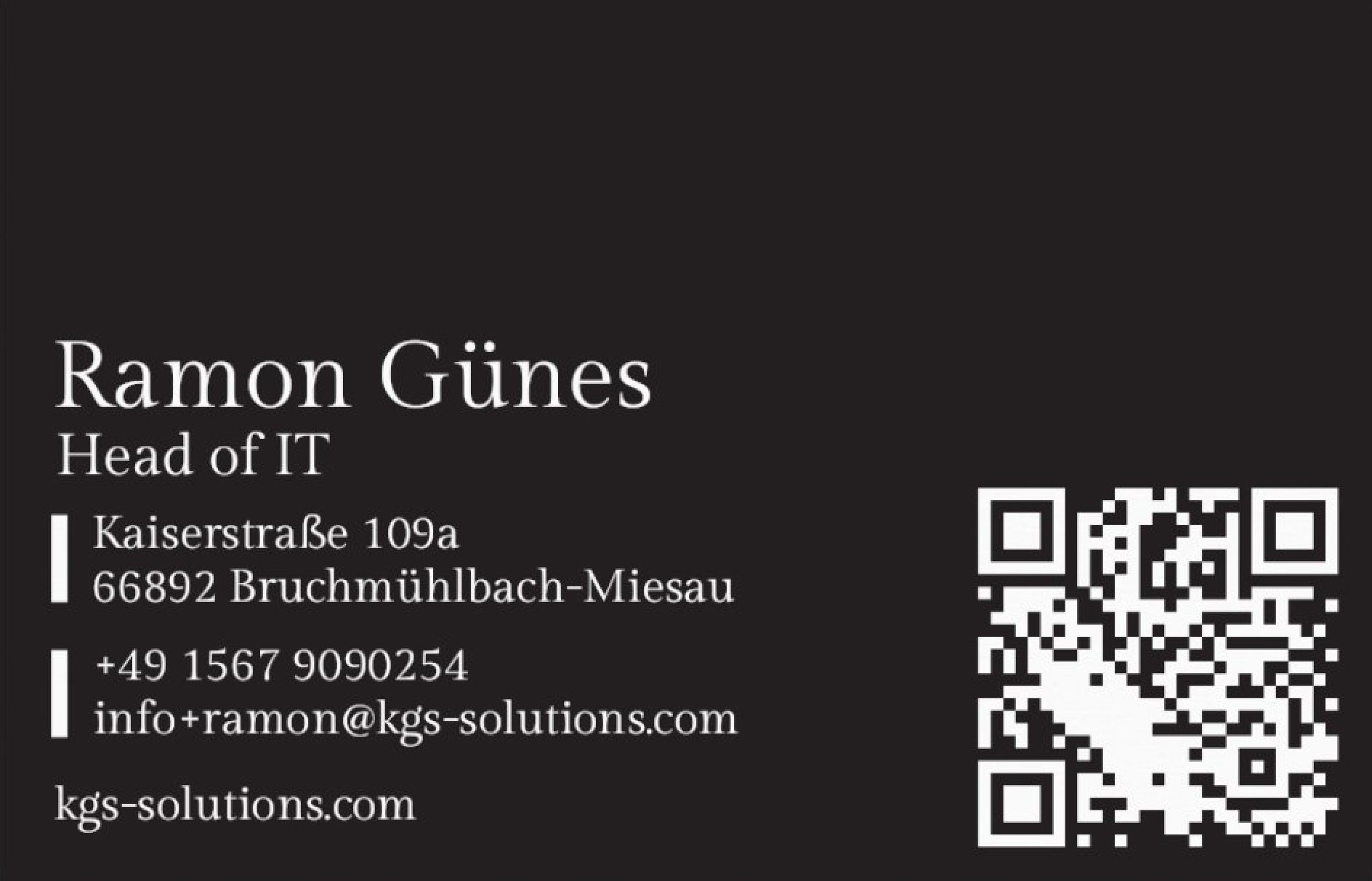 Business card back for Ramon Günes